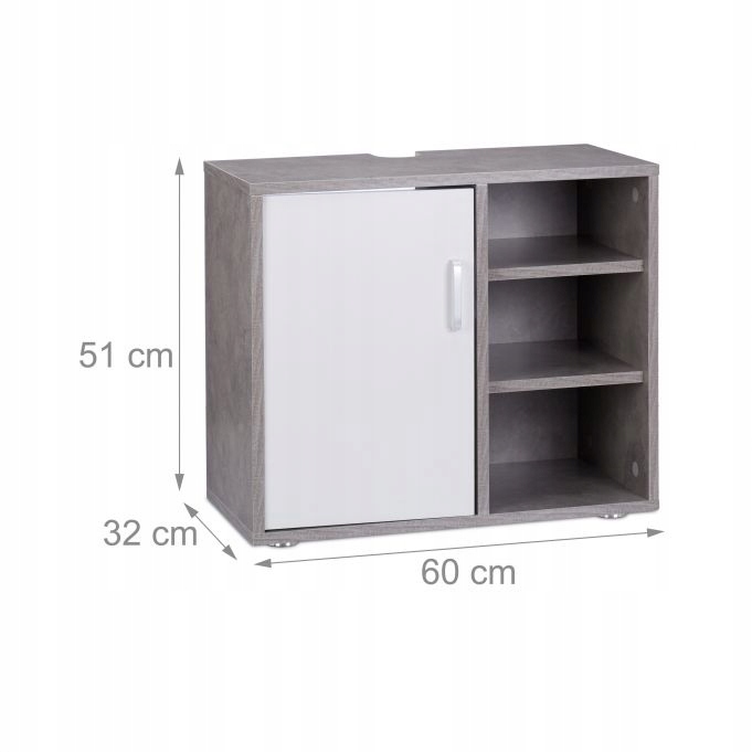 Szafka pod umywalkę 4 przegródki szara Relaxdays Marka Relaxdays