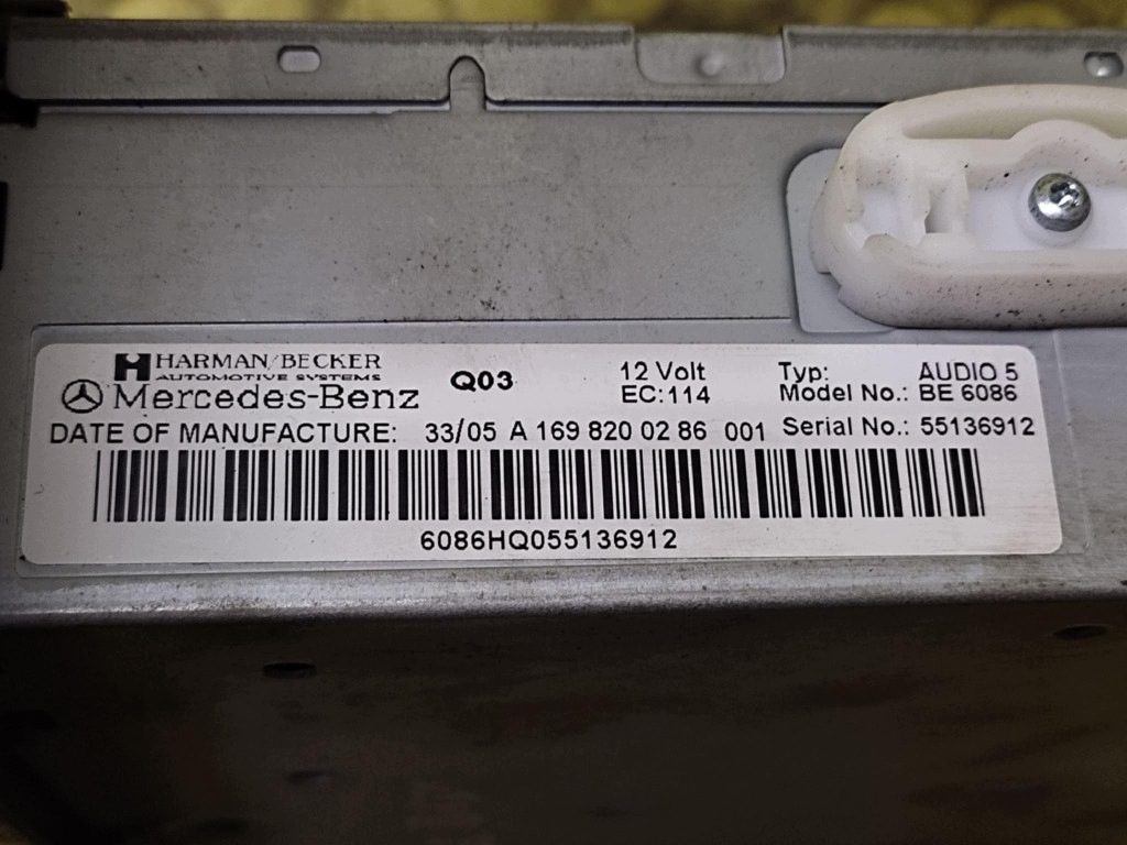 MERCEDES B class W245 RADIO A1698200286