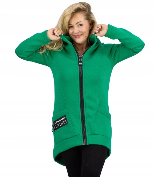 Stylová dlouhá mikina a'la kabátek dámská s kapucí na zip S