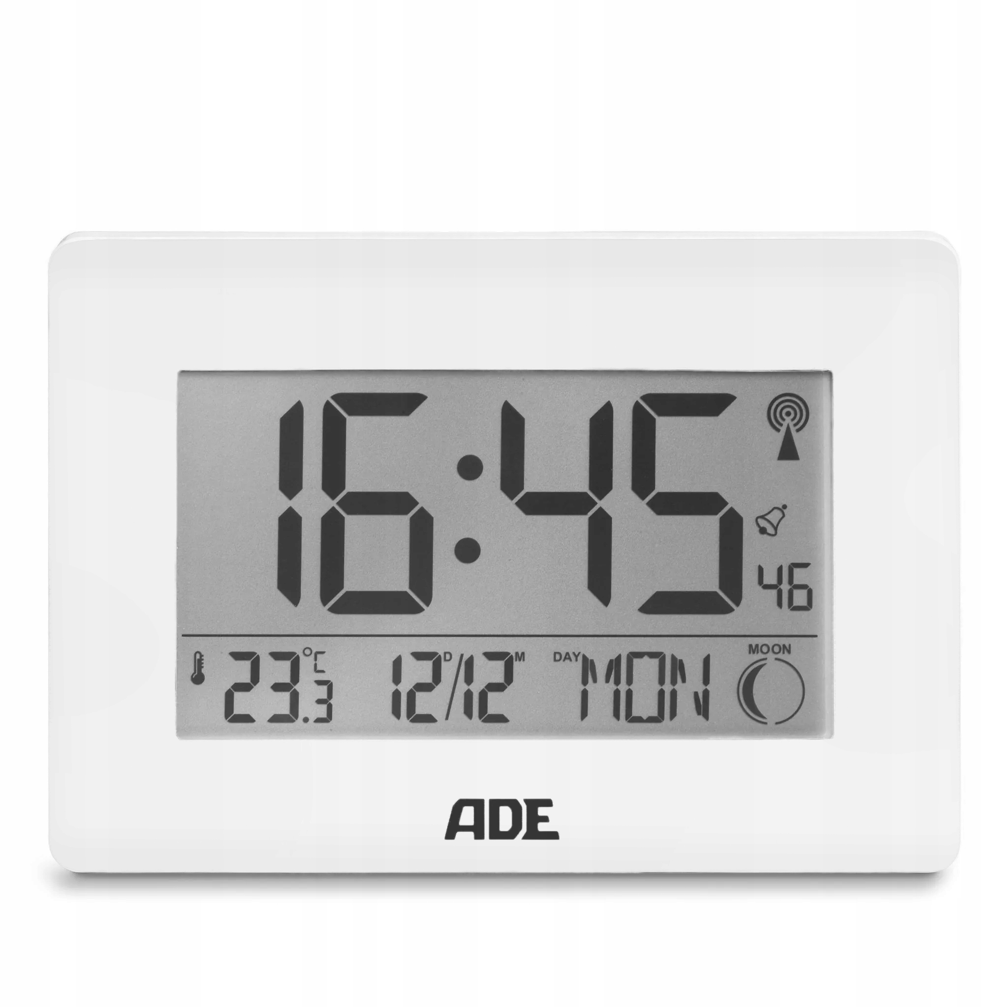 Hodiny Ade velký nástěnný rádiový signál XXL teploměr a budík