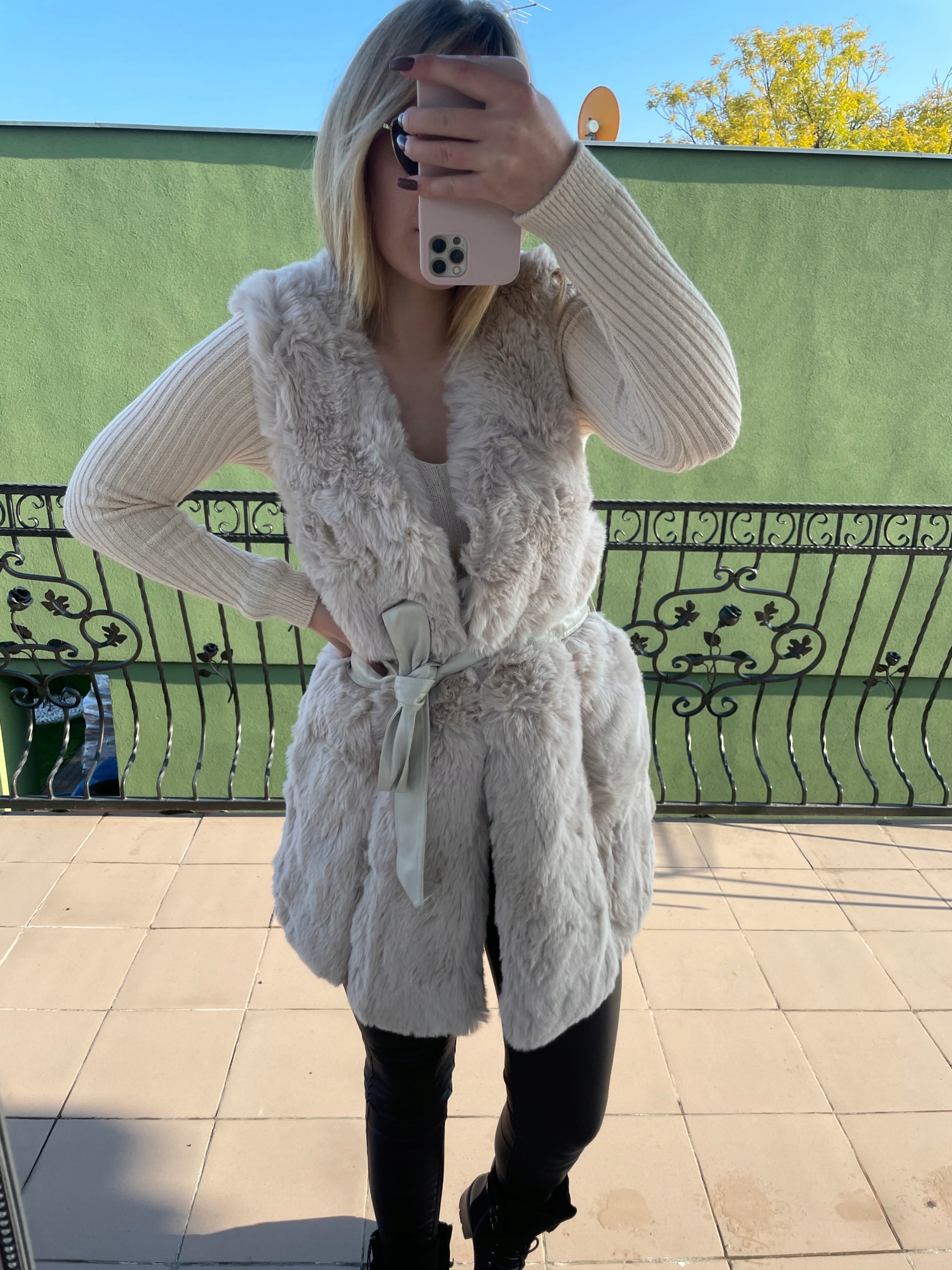 Kožešinová Vesta Vázaná Béžová M/38