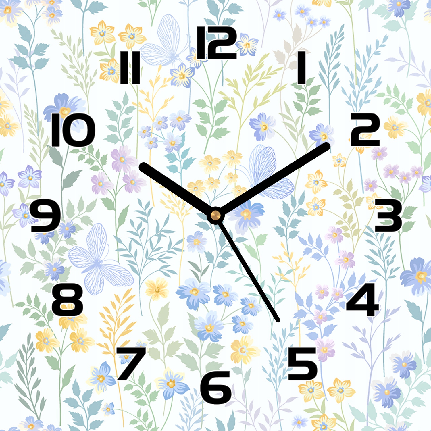 

Cichy zegar szklany na ścianę Polne kwiaty 30x30cm