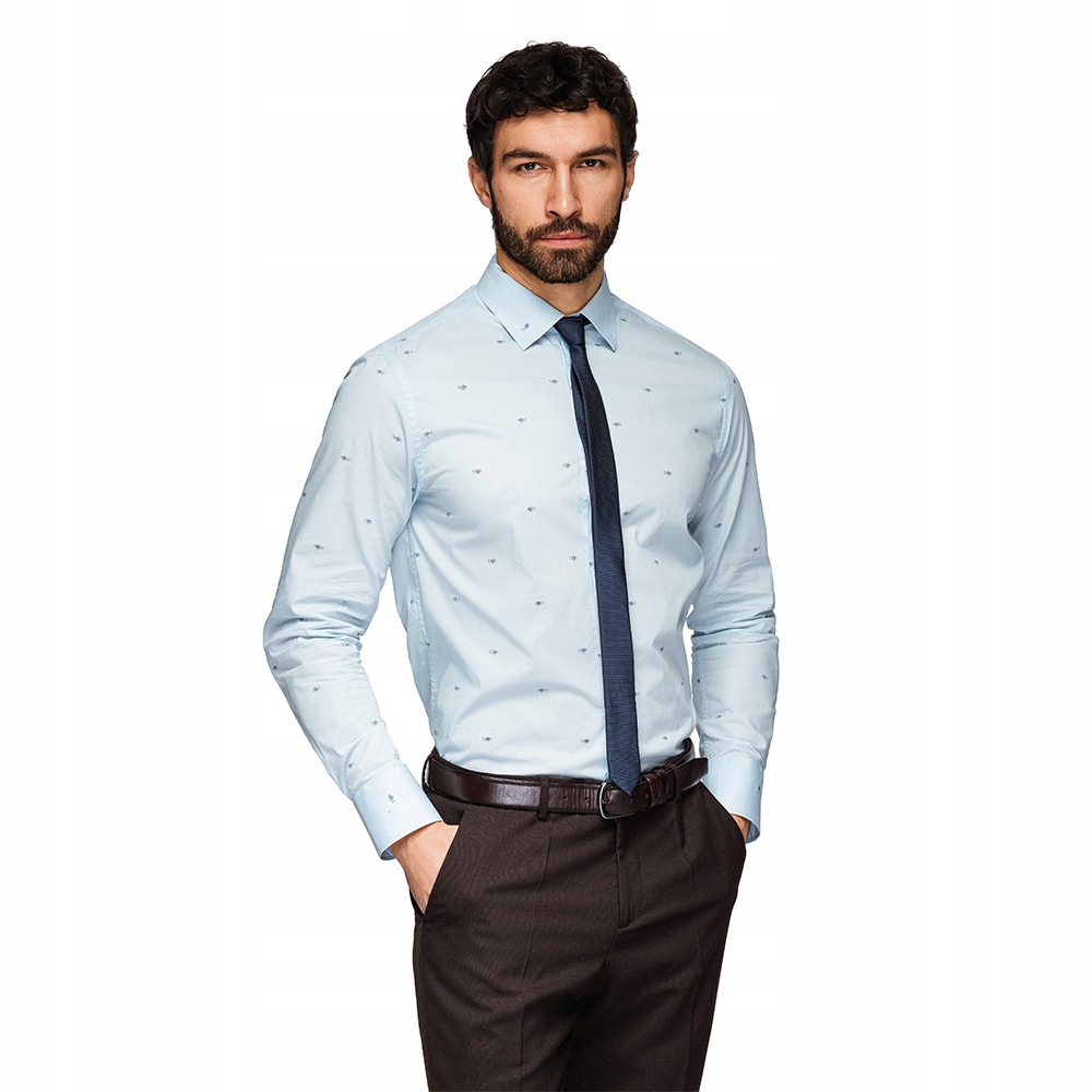 Klasická pánská bavlněná košile Slim Fit s mikro vzorem, bílá V1 K696 XXL