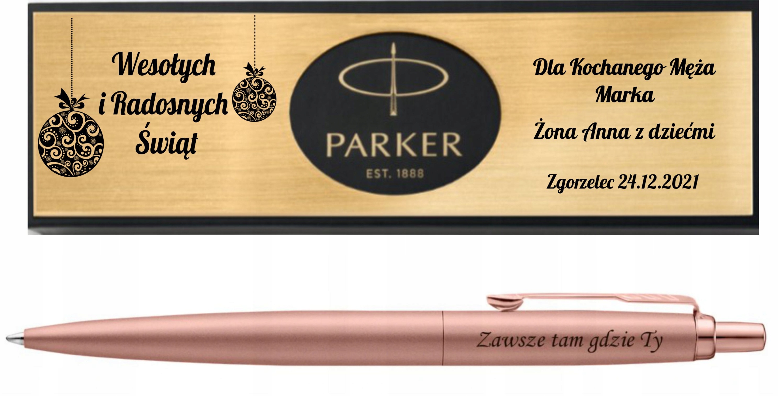 

Długopis Parker Pink Gold Grawer I Tabliczka