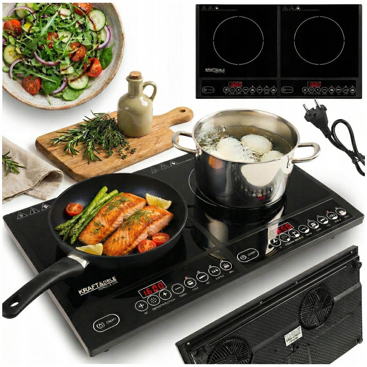 Kuchenka Indukcyjna Dwupalnikowa Płyta Indukcyjna Elektryczna Moc 2x2000W