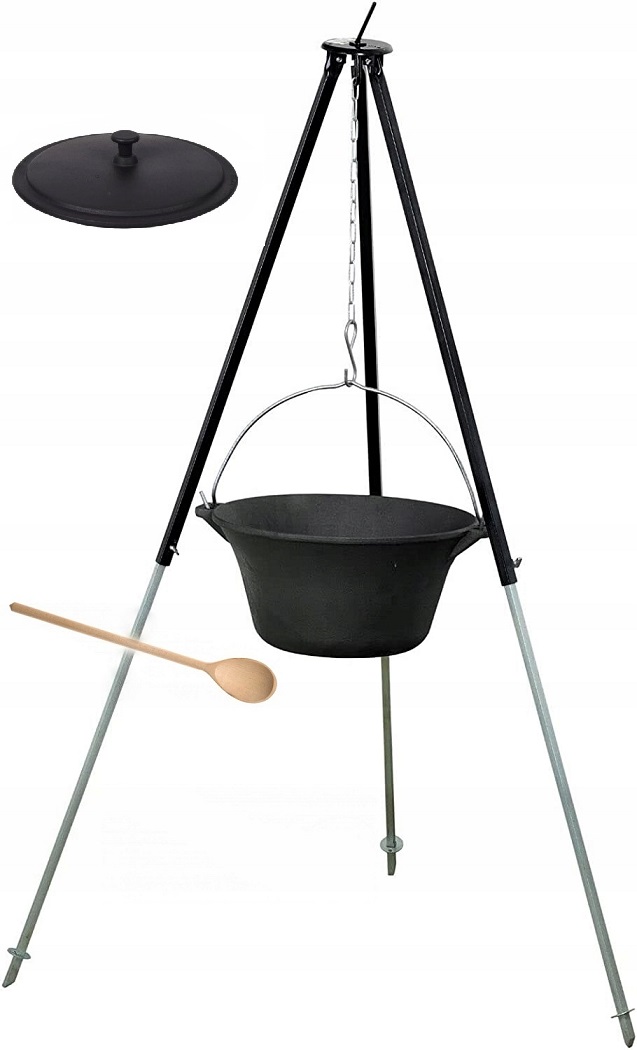 Teleskopický Stojan 70/120 cm litinový kotlík 8 l s litinovým víkem