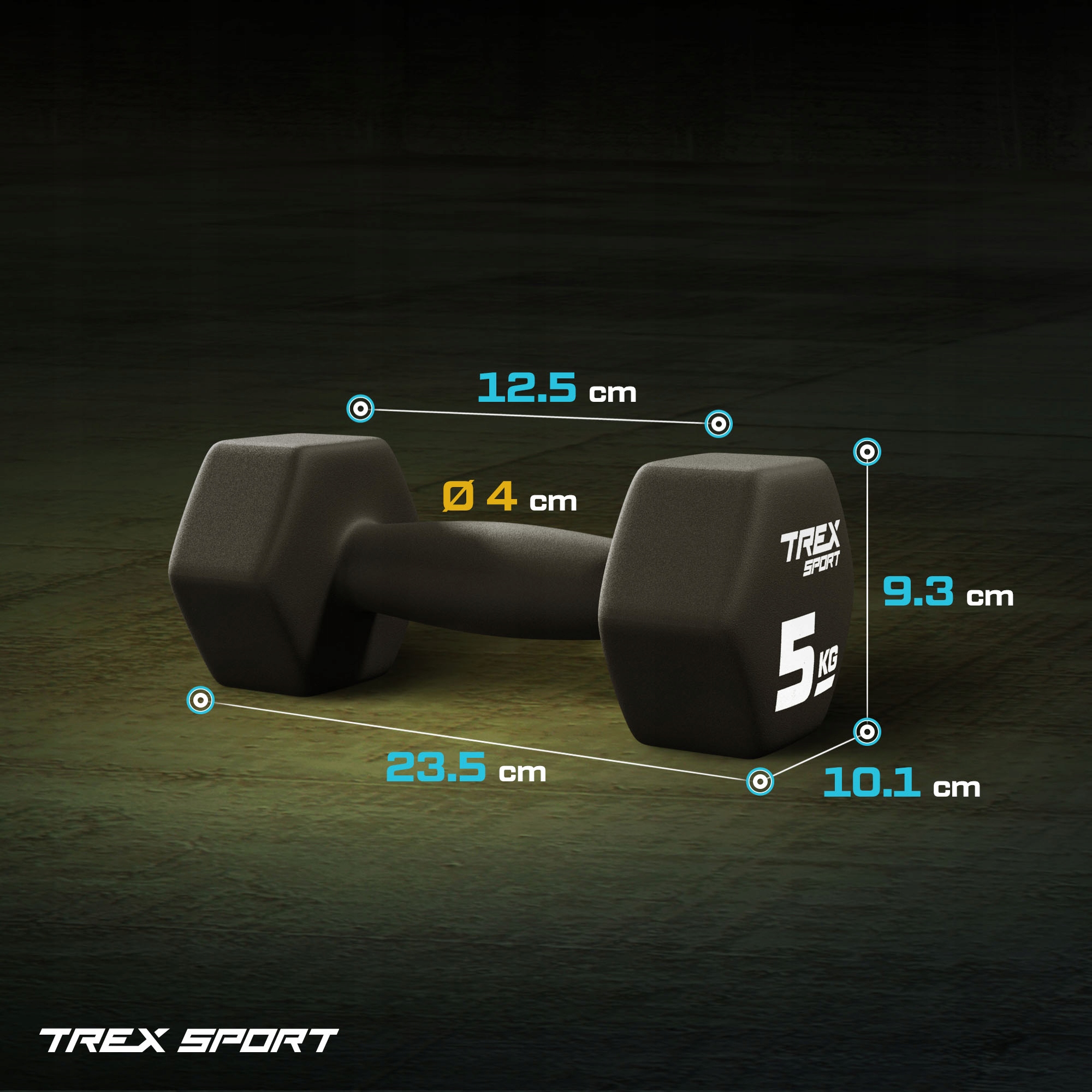 Zestaw 2x5kg hantle hantelki ciężarki do ćwiczeń winylowe Trex Sport Waga 2x 5 kg