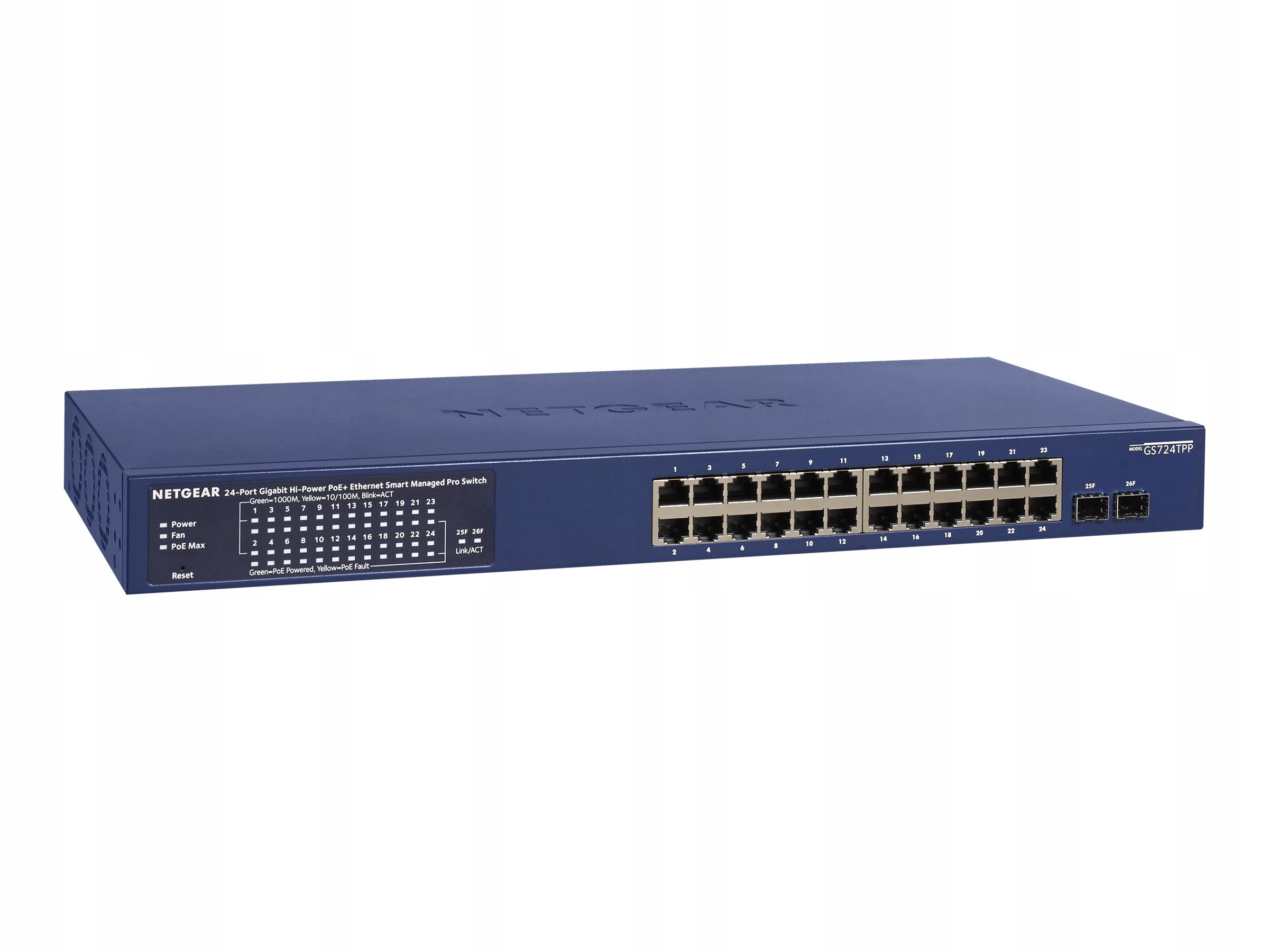 Riaditeľný Switch Netgear GS724TPP, 24xGE PoE+ a 2xSFP