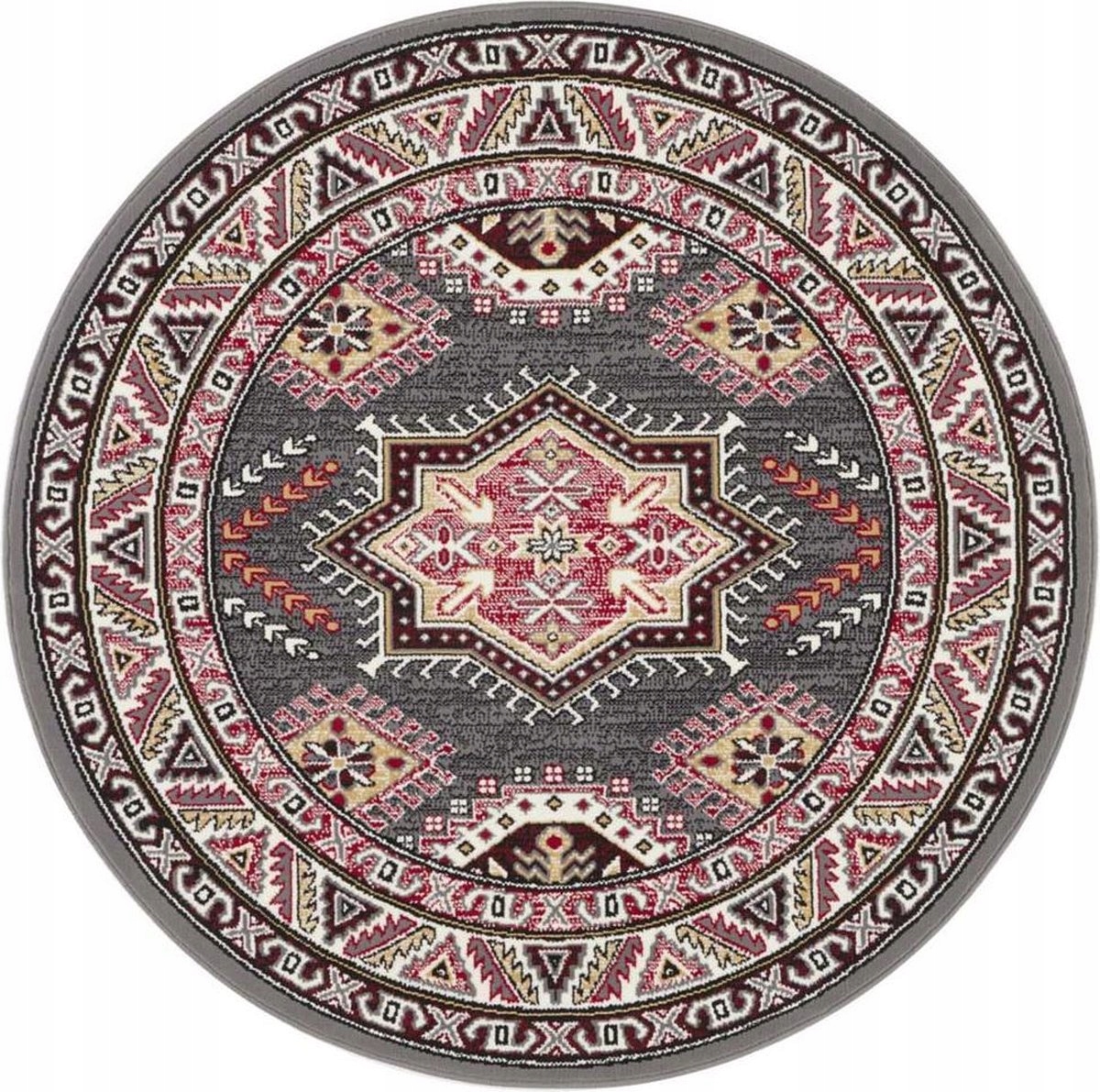 Šedo-krémový tradičný, klasický okrúhly koberec do obývačky 160 cm