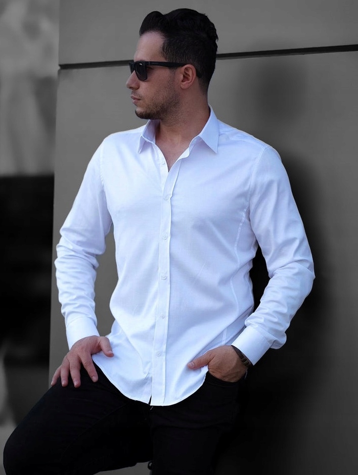 Pánská košile Bílá Klasická Elegantní Hladká XXL