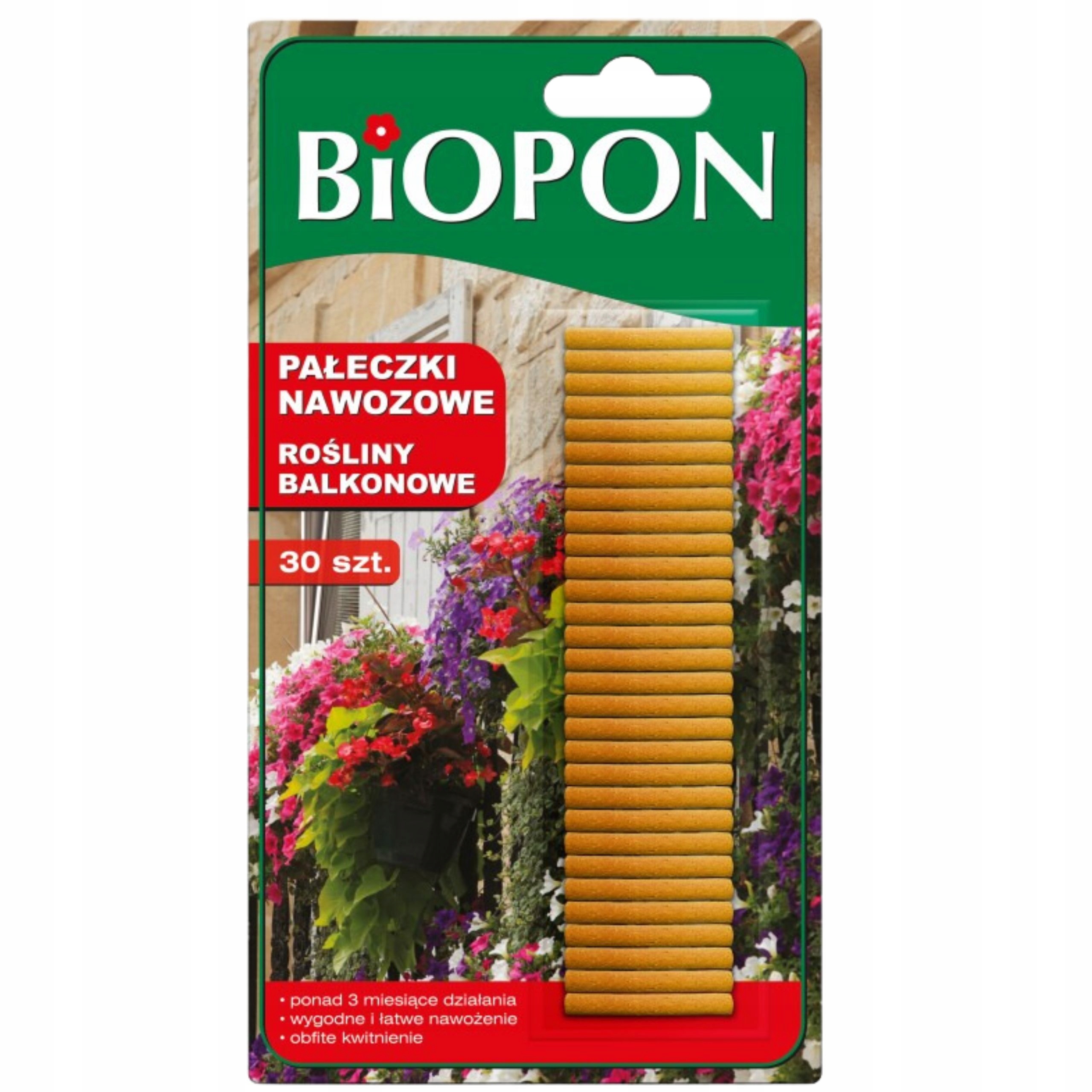 BIOPON PAŁECZKI NAWOZOWE DLA ROŚLIN BALKONOWYCH 30SZT. DZIAŁA 3 MIESIĄCE