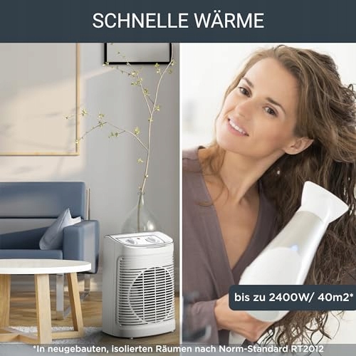 ROWENTA Instant Comfort Aqua Electric Heater 1200-2400W Quiet Adjustable — miniatura 4