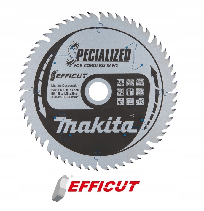 Kotouč na dřevo z Laminátu Efficut 165x20 56Z Makita