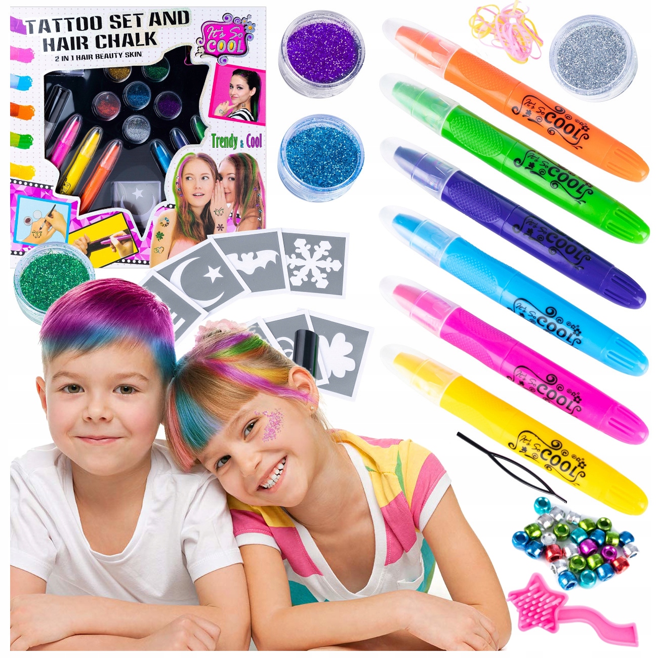 FARBY DO WŁOSÓW KOLOROWE TATUAŻE BROKATOWE DZIECI Waga produktu z opakowaniem jednostkowym 0.36 kg