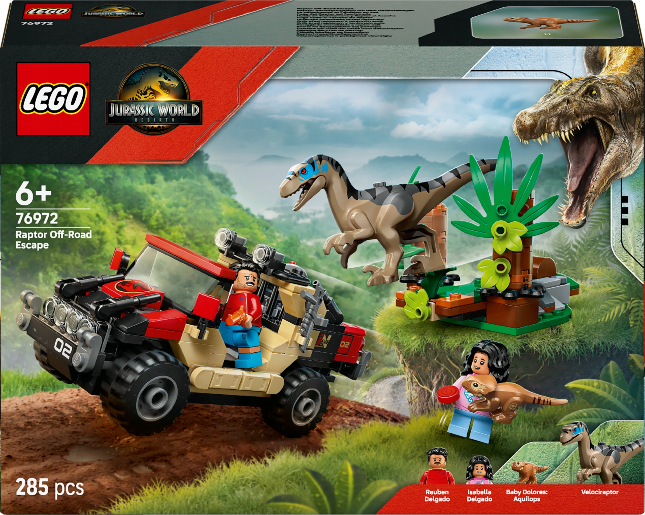Lego Jurassic World Ucieczka terenówką przed raptorem 76972