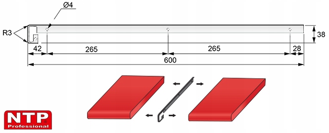 LISTWA SZCZELINOWA NTP, DO BLATÓW R3 38mm BIAŁA Marka NTP