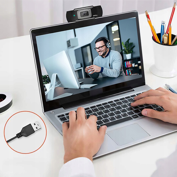 KAMERA INTERNETOWA KAMERKA FULL HD 1080p USB MIKROFONEM Laptopa Komputera Megapiksele 1080 MP