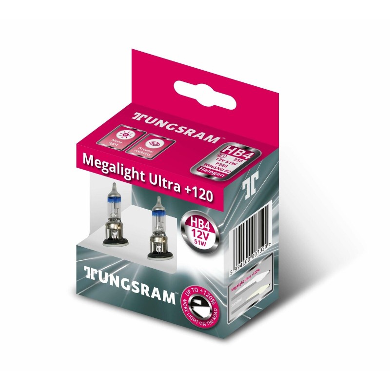 

Żarówki Tungsram Megalight +120% HB4 12V 51W P22d