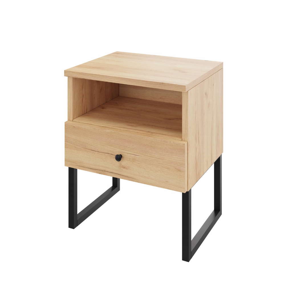 Noční stolek s nožkami, šuplík a polička, dub craft, šířka 50 cm