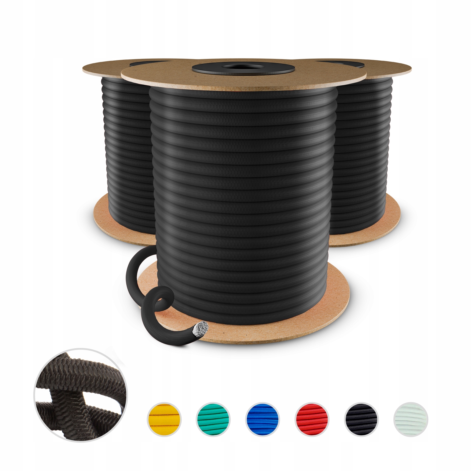 100m Lina Elastyczna gumowa Linka Guma Plandek Ekspandor mocna 8mm Czarna