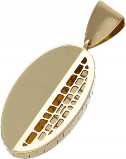 Zlatý oválný přívěsek 585 s ažurem 3,05 g, elegantní vzor na řetízek