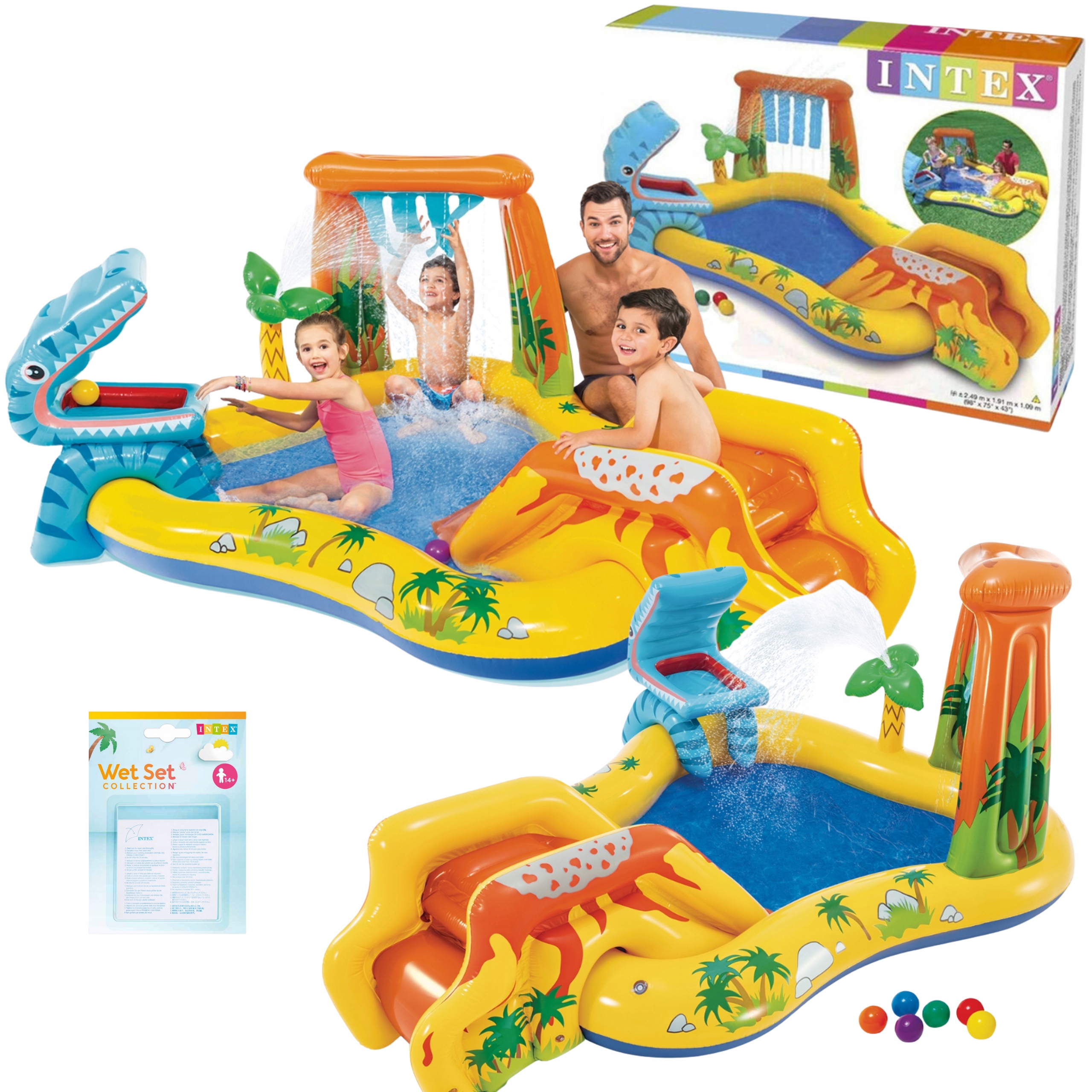 Intex 57444 Basen Dmuchany Plac Zabaw 249x191 CM 272 L Prostokątny Ogrodowy