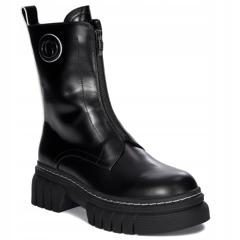 Guess Botki buty damskie skórzane na platformie Flfann LEA10 Bk czarne r.41