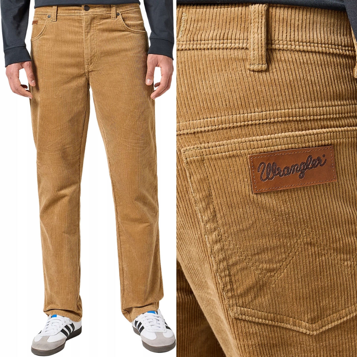 Wrangler Texas Tigers Eye klasické béžové rovné kalhoty W32 L32