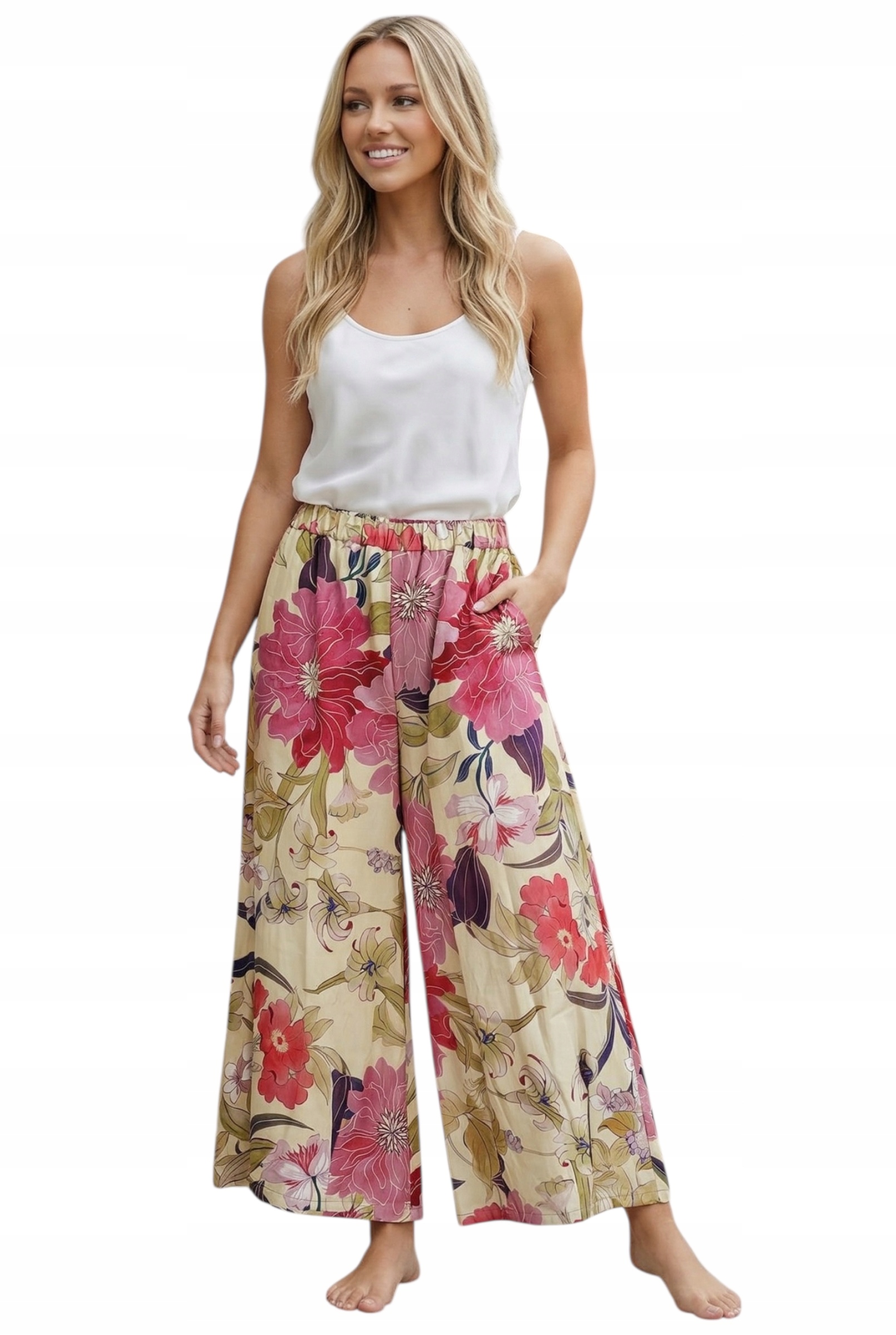 Dámské kalhoty s květinami a kuloty Wendy Trendy oversize móda Italská Itálie