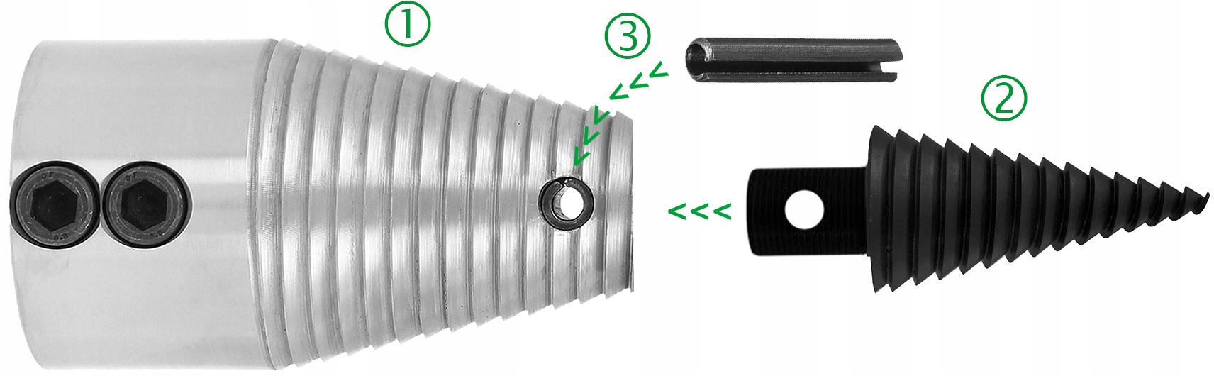 PTO skaldītājs ar riteni 200 / Koka urbis 100 mm KOMPLEKTS ZWK3P Motora ātrums 600 apgr./min