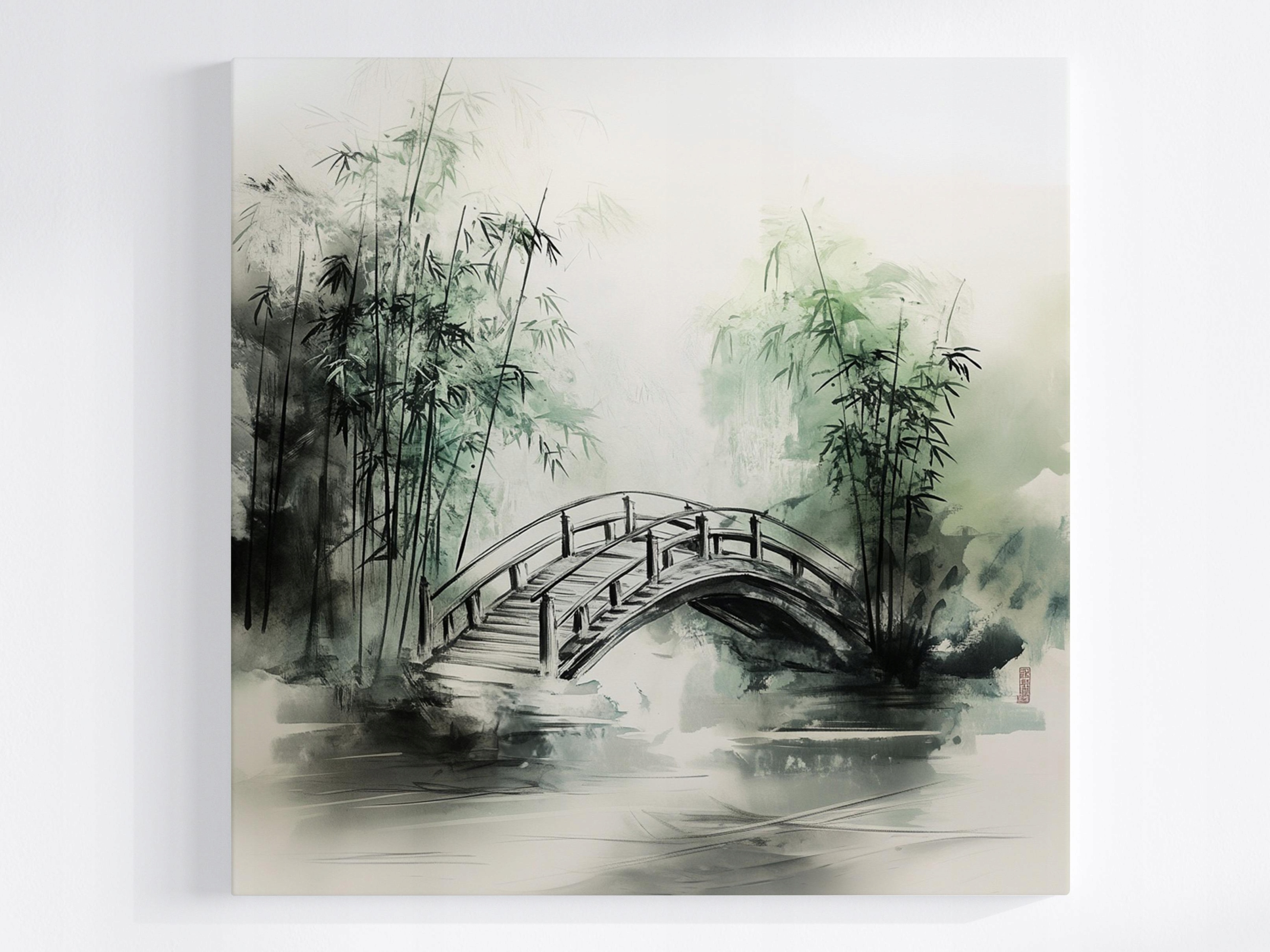 Obraz Na Plátně Canvas Grafika Japonsko Asie Park Zahrada Bambus Most 80x80