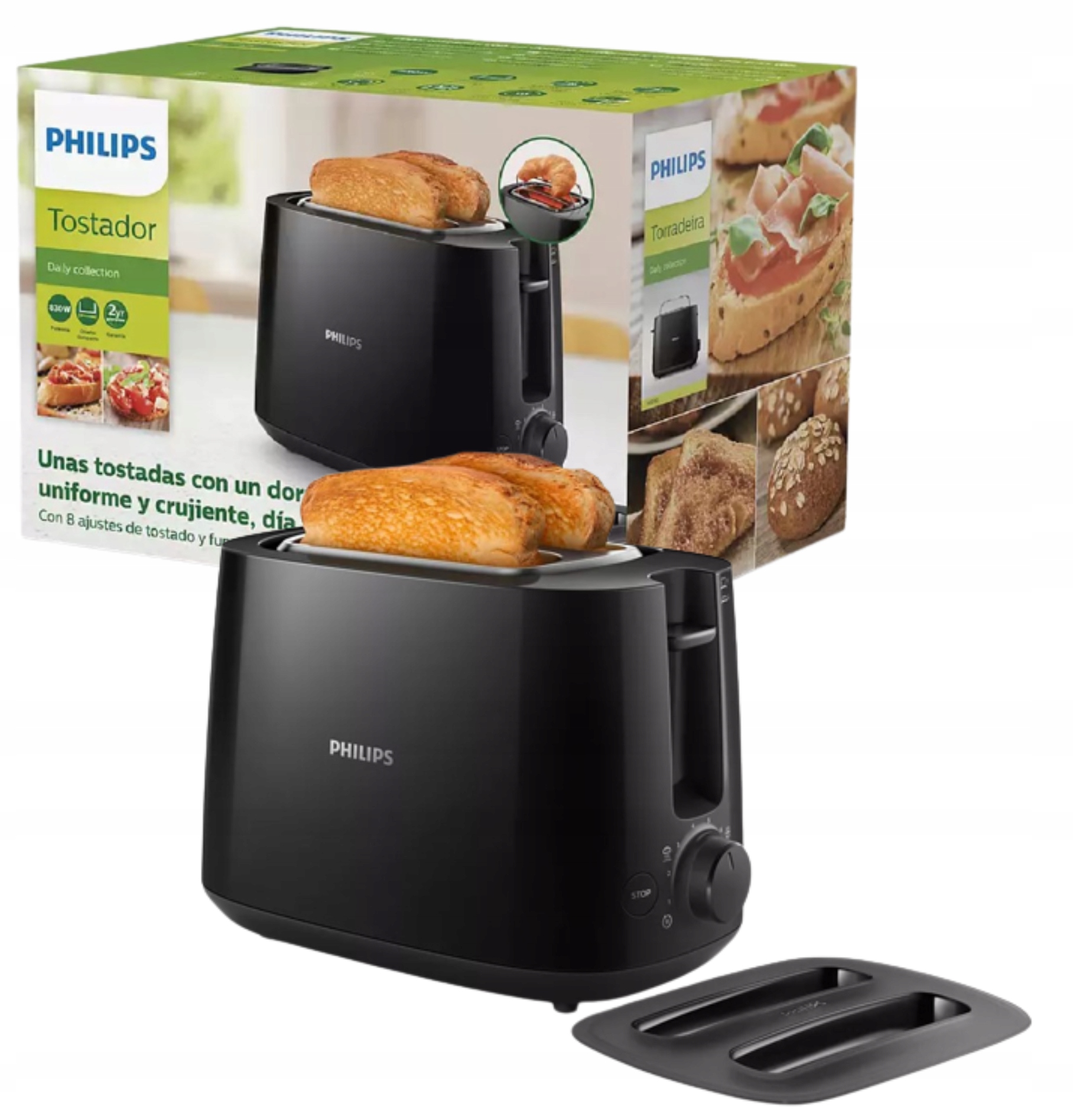 Toster Philips HD2582/90 2 tosty ruszt do bułek 830W