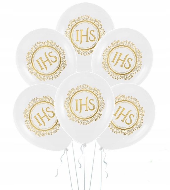 

Balony komunijne Złoty nadruk Ihs ornament BIO__Q3