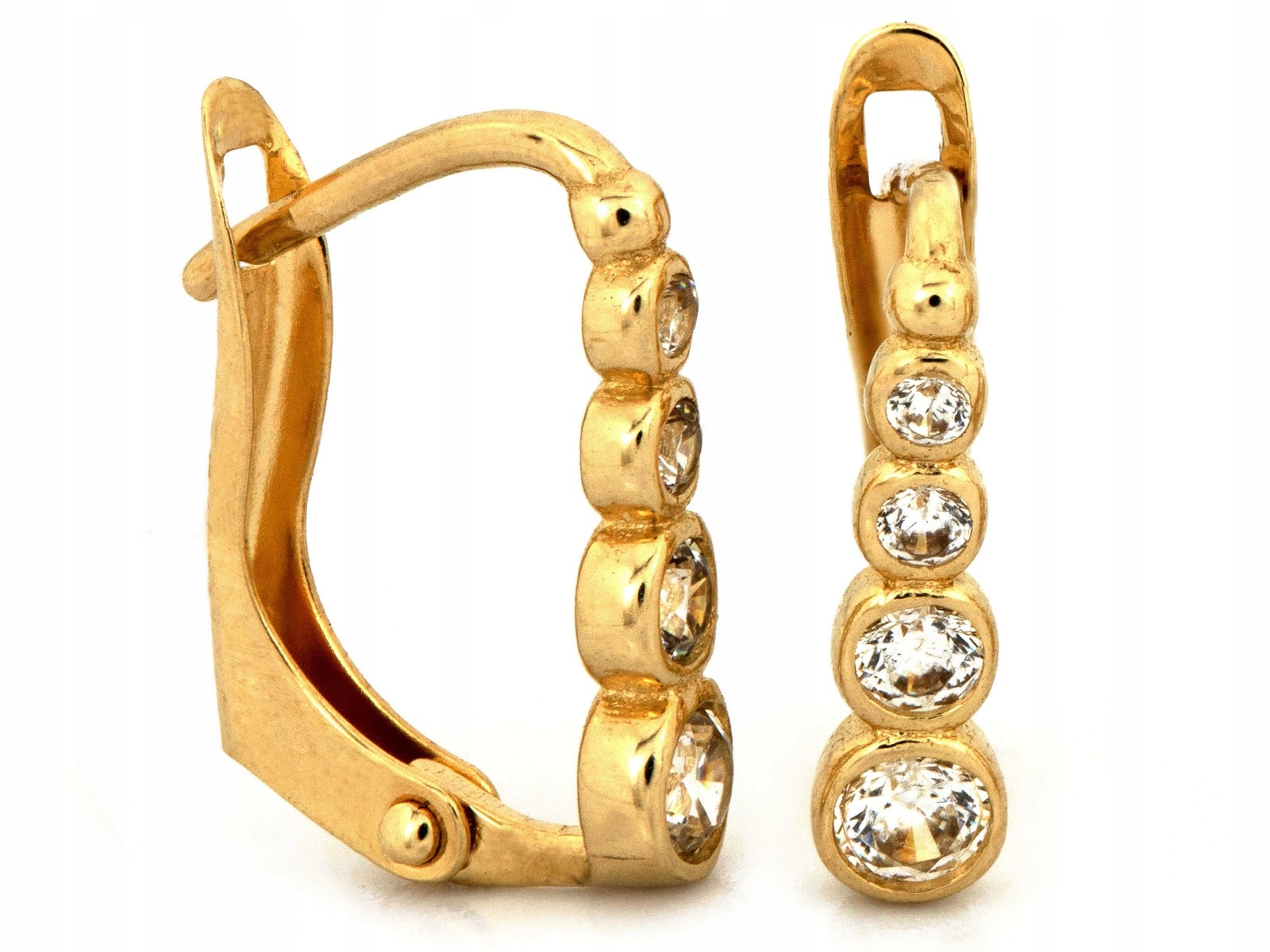 Náušnice zlaté 585 s zirkony stylové zlato 14k