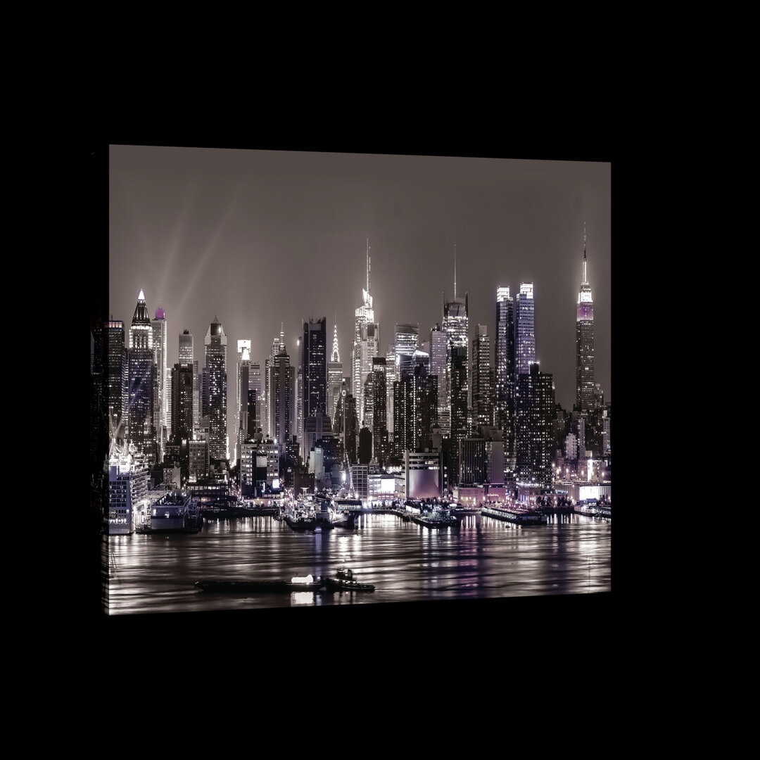 Obraz 100x75 New York v noci mrakodrapy světla města odraz ve vodě