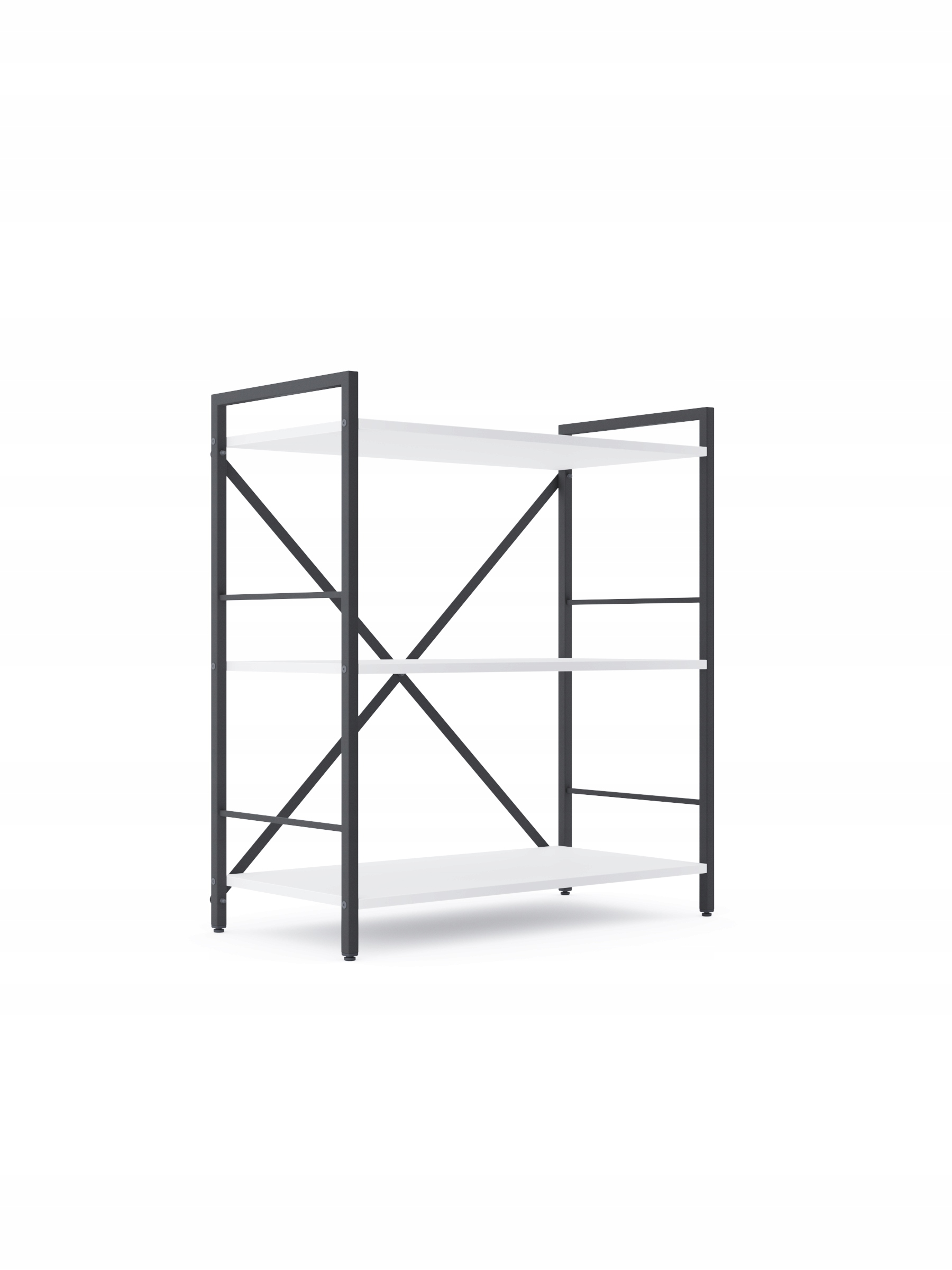Moderný regál Loft 900x800x400/3p čierny/biely sneh Tm Smart Regaly
