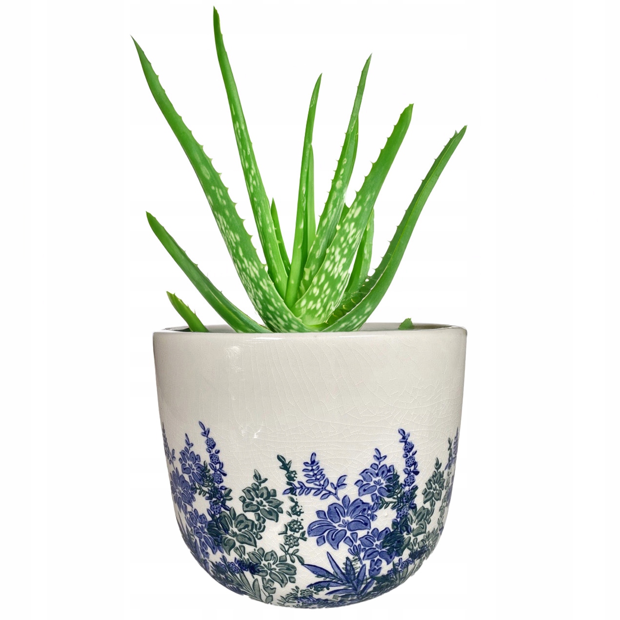 Květináč Retro S Květinami 21 cm vintage kulatý skandinávský do obývacího pokoje