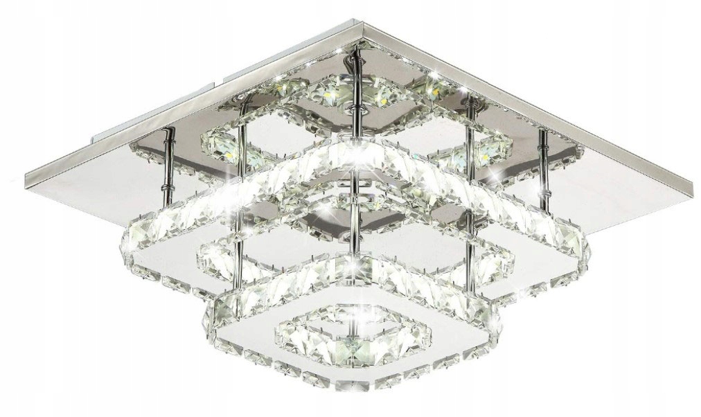 Stropná Lampa Stropné Svietidlo Led Kryštálová Strieborná Glamour 24W Neutrálna Farba
