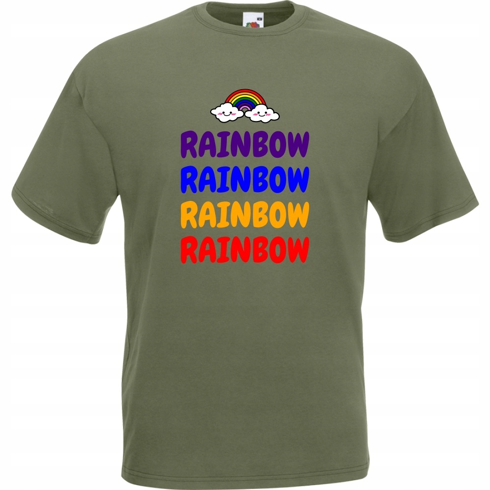 

Koszulka rainbow tęcza chmurki L oliwkowa