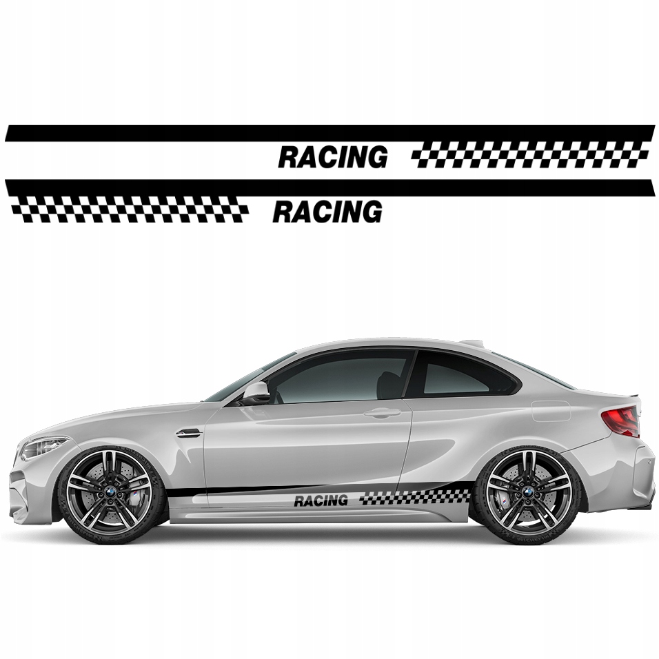 2x Nálepka Grafika na bok auta Pásky Sportovní Pásy Racing 14x211
