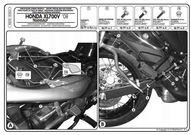 Rám Bočných Kufrov Monokey Honda XL 700V Transalp (08-13)
