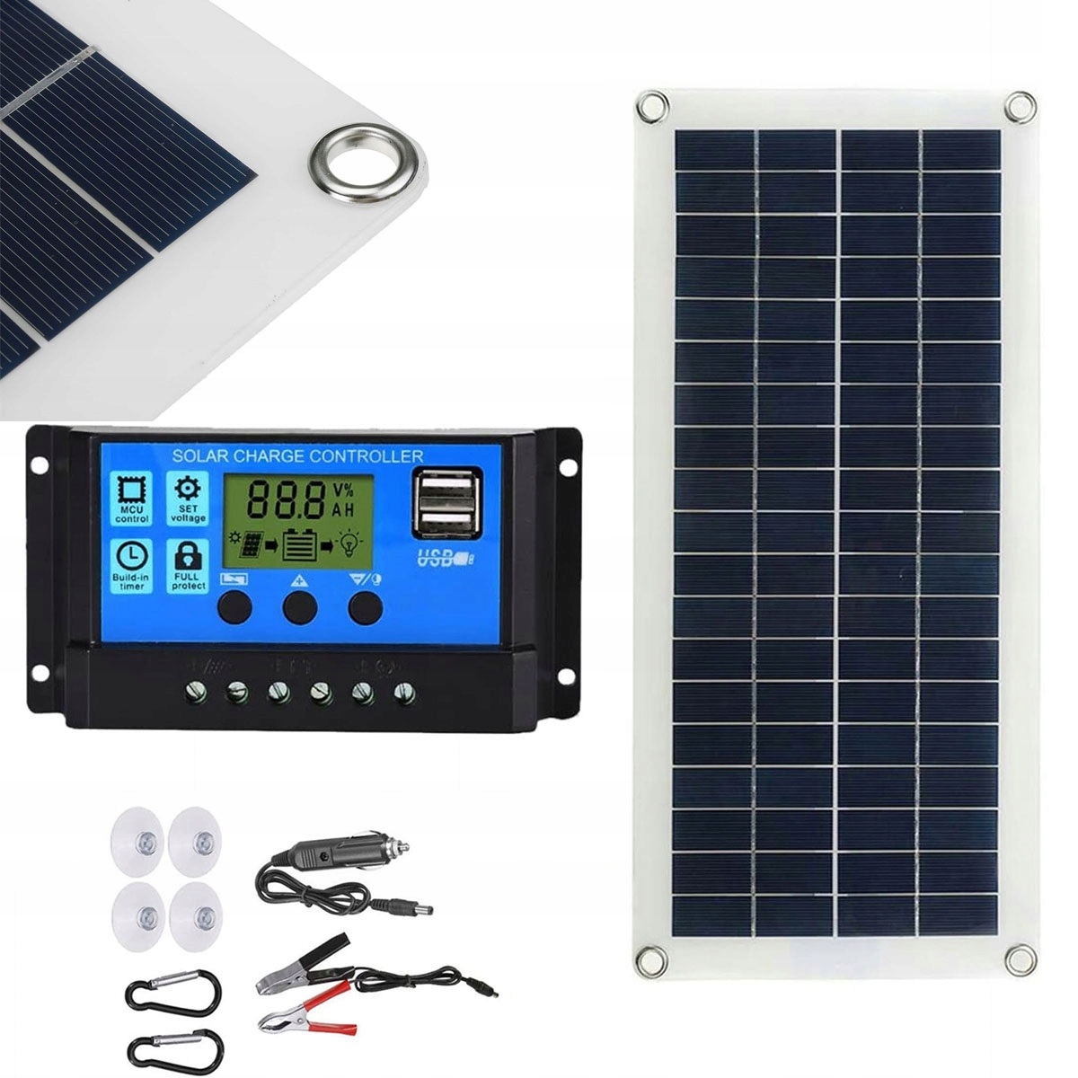 300W Panel solarny 12V z kontrolerem ładowania 60A do kampera i domu