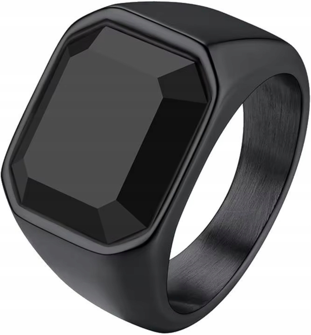 Černý signet s onyxem Elegantní masivní prsten Ocel