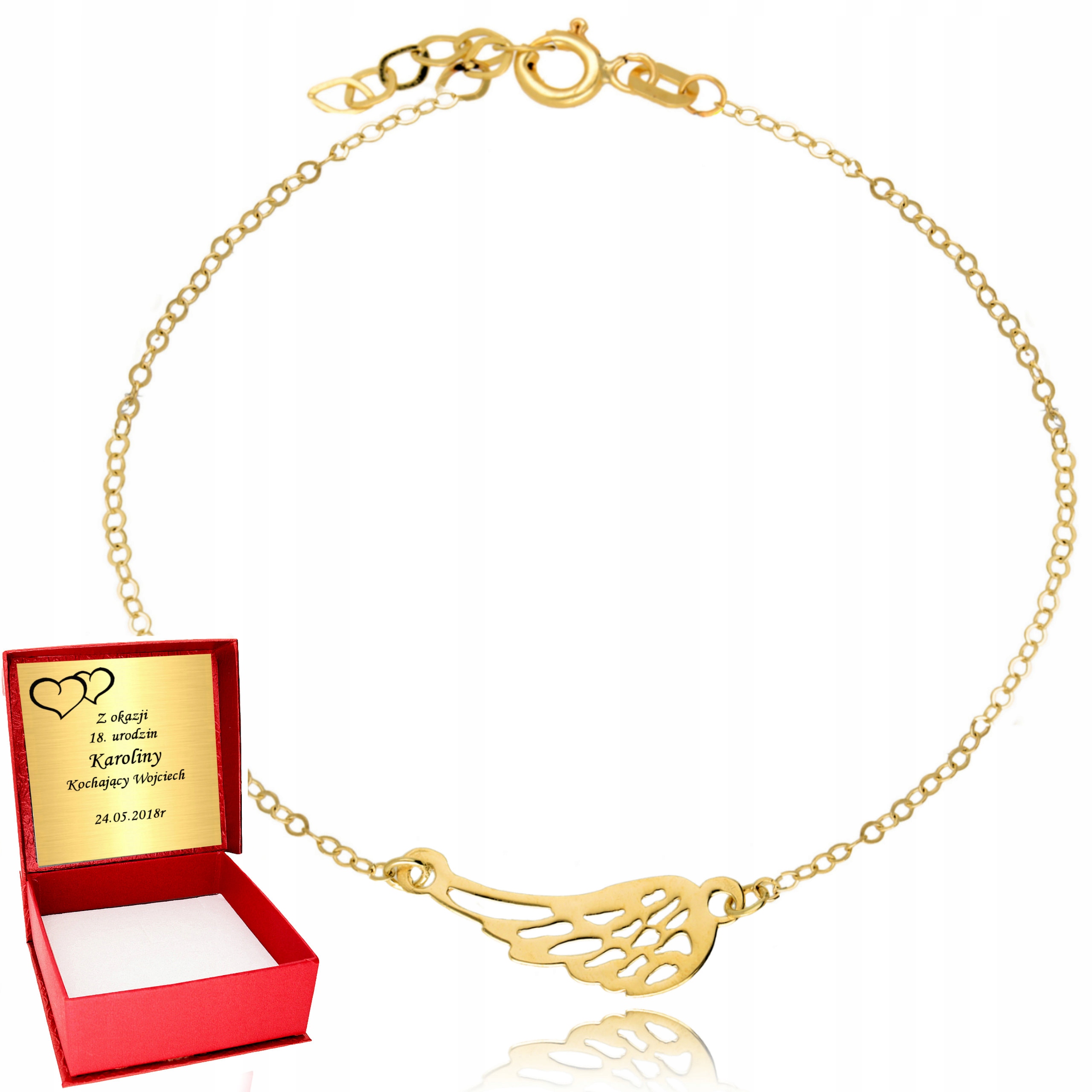 Złota bransoletka 585 Damska Skrzydło Anioła Celebrytka Złoto 585