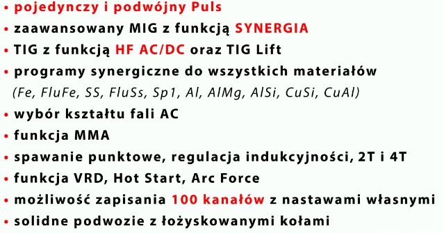 SPAWARKA MAGNUM 500 DP ACDC MIG TIG SYNERGIA Rodzaj półautomat spawalniczy