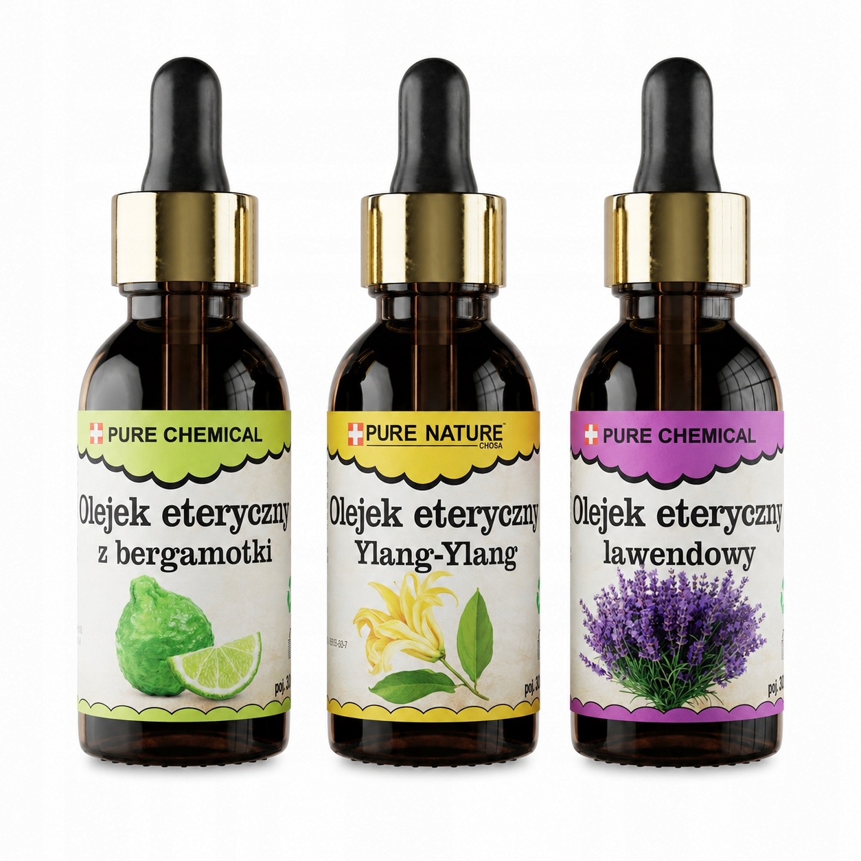 Zestaw Olejków Eterycznych 3×30 ML Lawenda Bergamotka Ylang