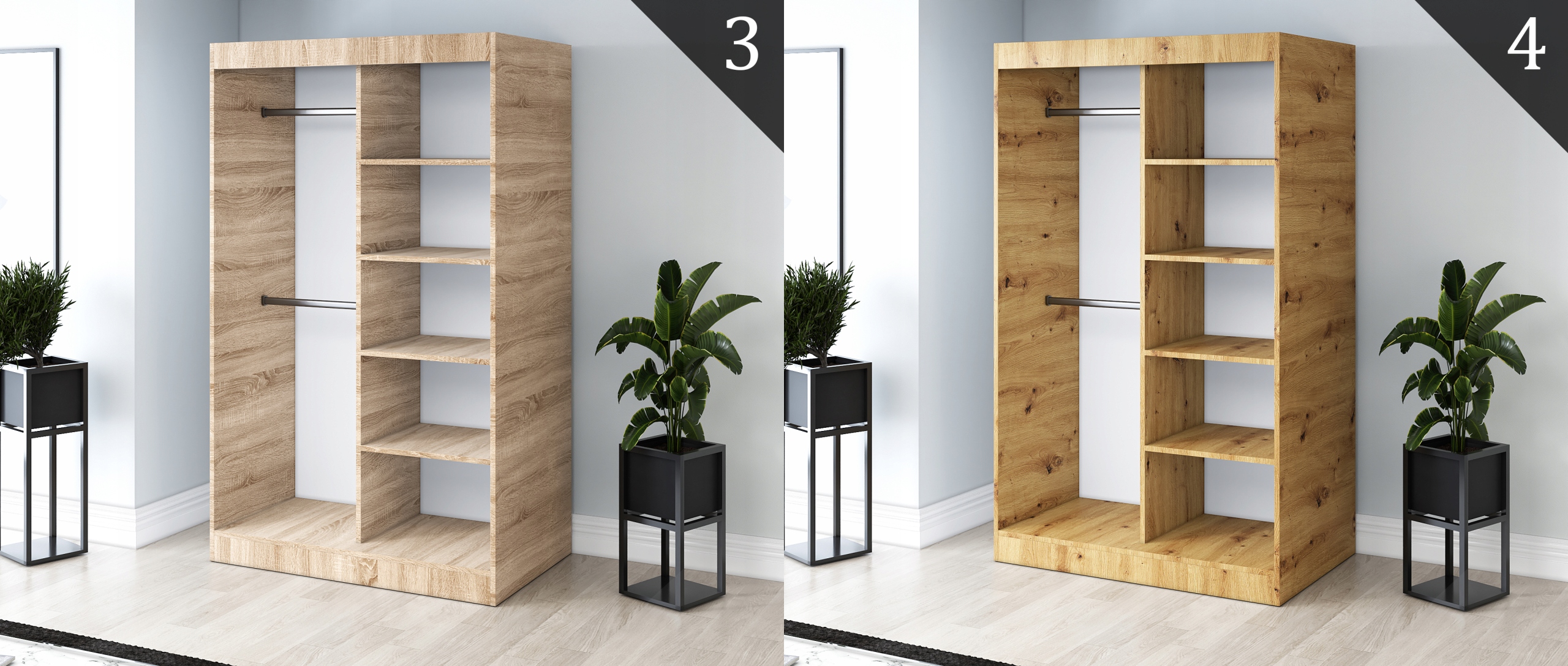 Korpus szafy 120 Regał BIAŁY MAT - RÓŻNE UKŁADY Szerokość mebla 120 cm