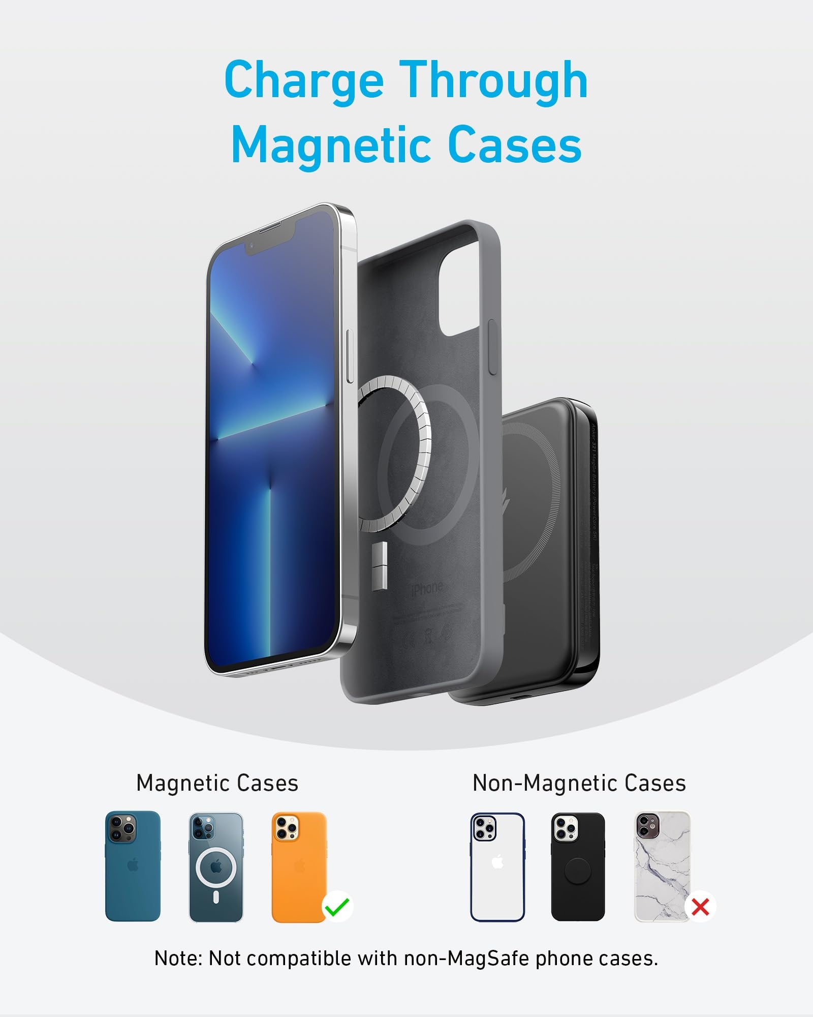 ANKER Kompatybilny Bezprzeowdowy Magnetyczny Powerbank Czarny 5000 mAh — miniatura 6