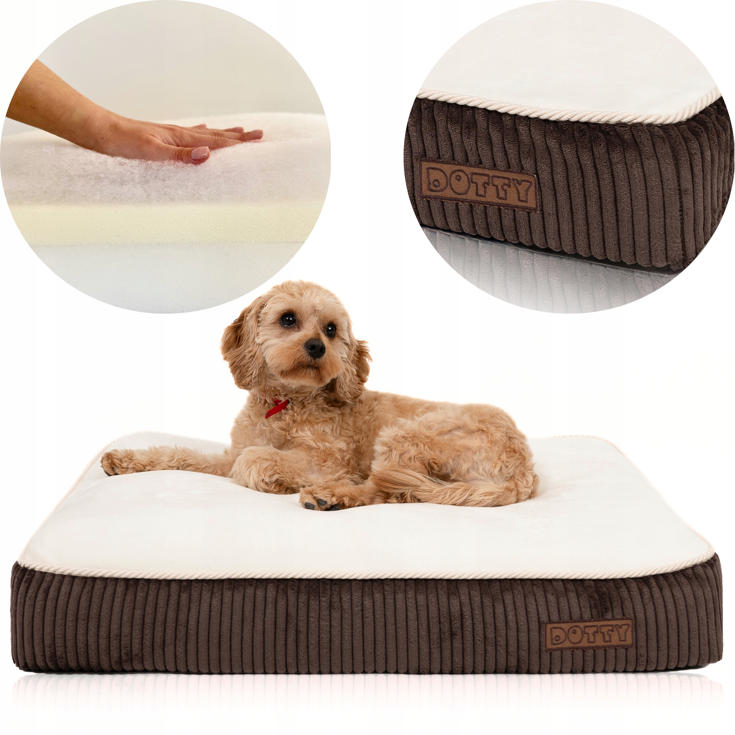 Levně Pelíšek pro psa Premium Dotty Matrace potah paměťově hnědá