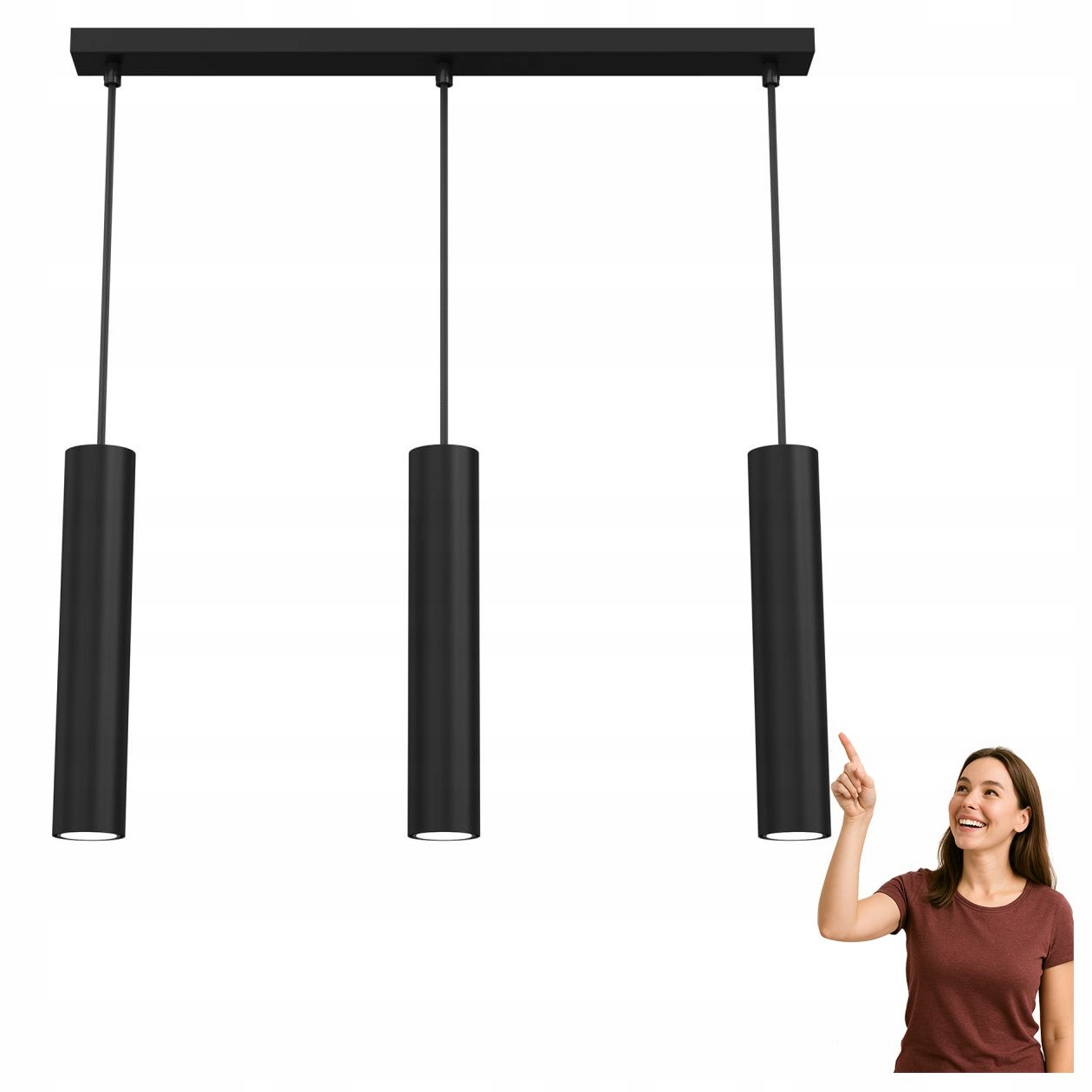 Trojitá závěsná trubková lampa na liště Raito 95 Luminex